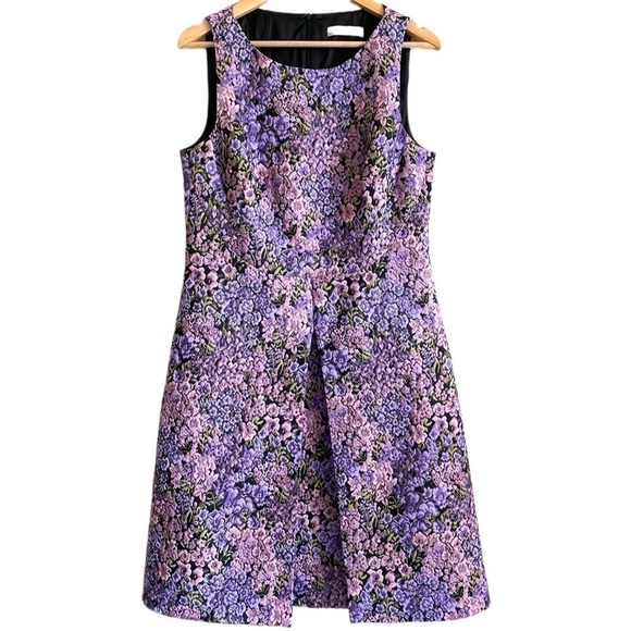 Michael Kors Collection Preppy Evening Elegant Lilac Floral Dress Sz 14 Designer - Picture 3 of 13
